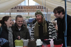 Stall holders and shoppers at Winter Wonder Leeds Briggate Spectacular.