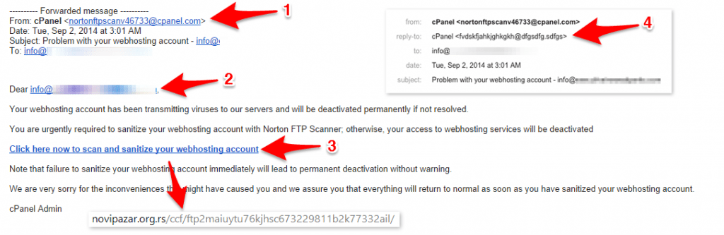 cPanel Webhosting Spear Phishing Emails